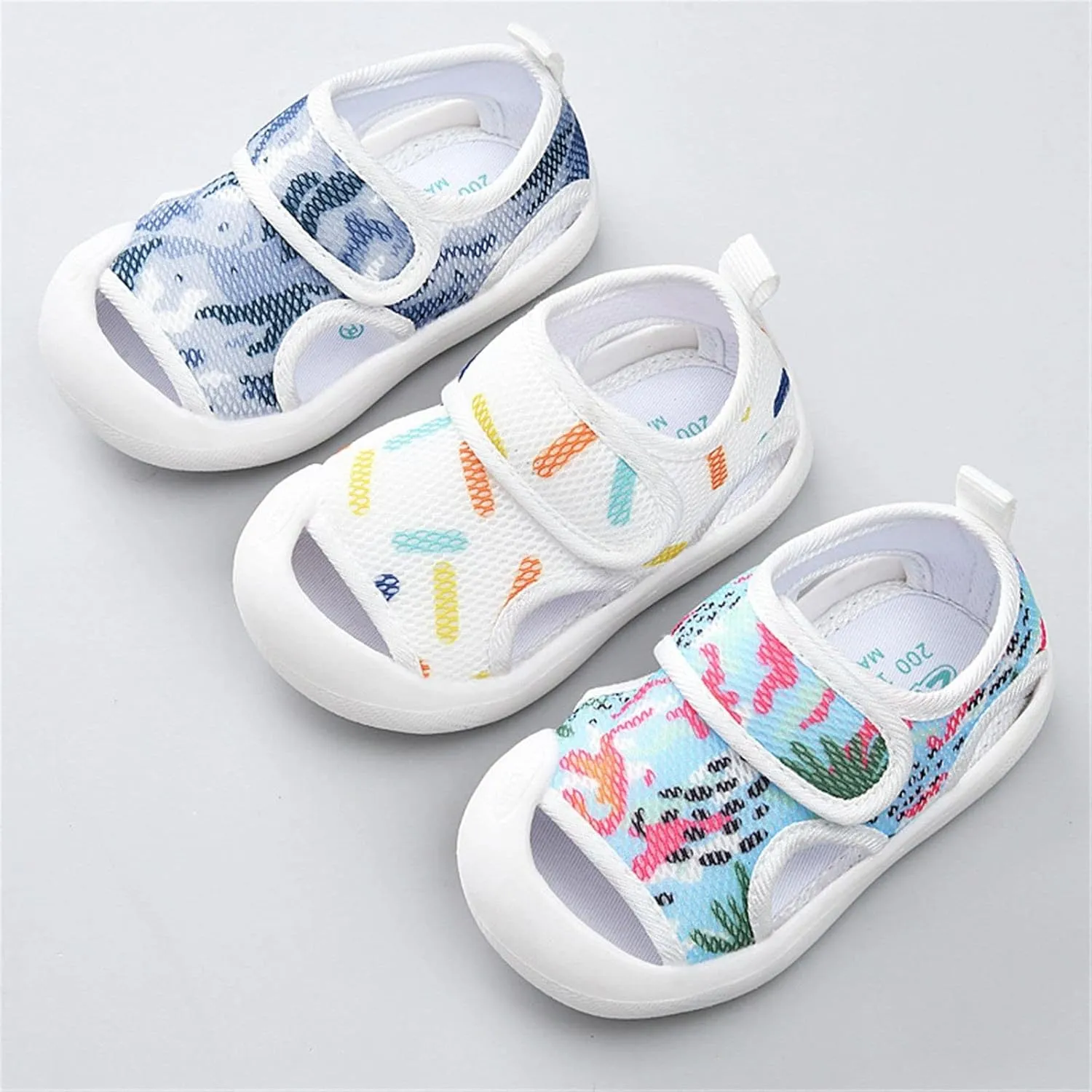 Baby Summer Sandals Breathable Mesh Rubber Sole Non-Slip Outdoor Walking Shoes Non-Slip Sneakers for Boys Girls