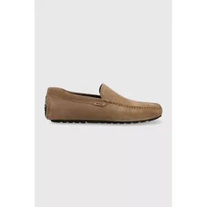 BOSS SUEDE MOCCASINS WITH LOGO DETAILS