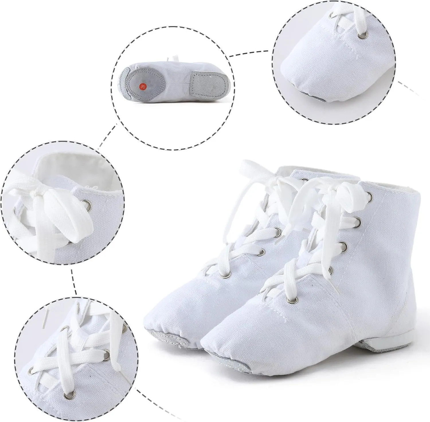 Canvas Jazz Boots for Girls Ankle Boots Lace-up Dancing Sneakers for Boys Split-Sole Dance Shoes Ballet Performance