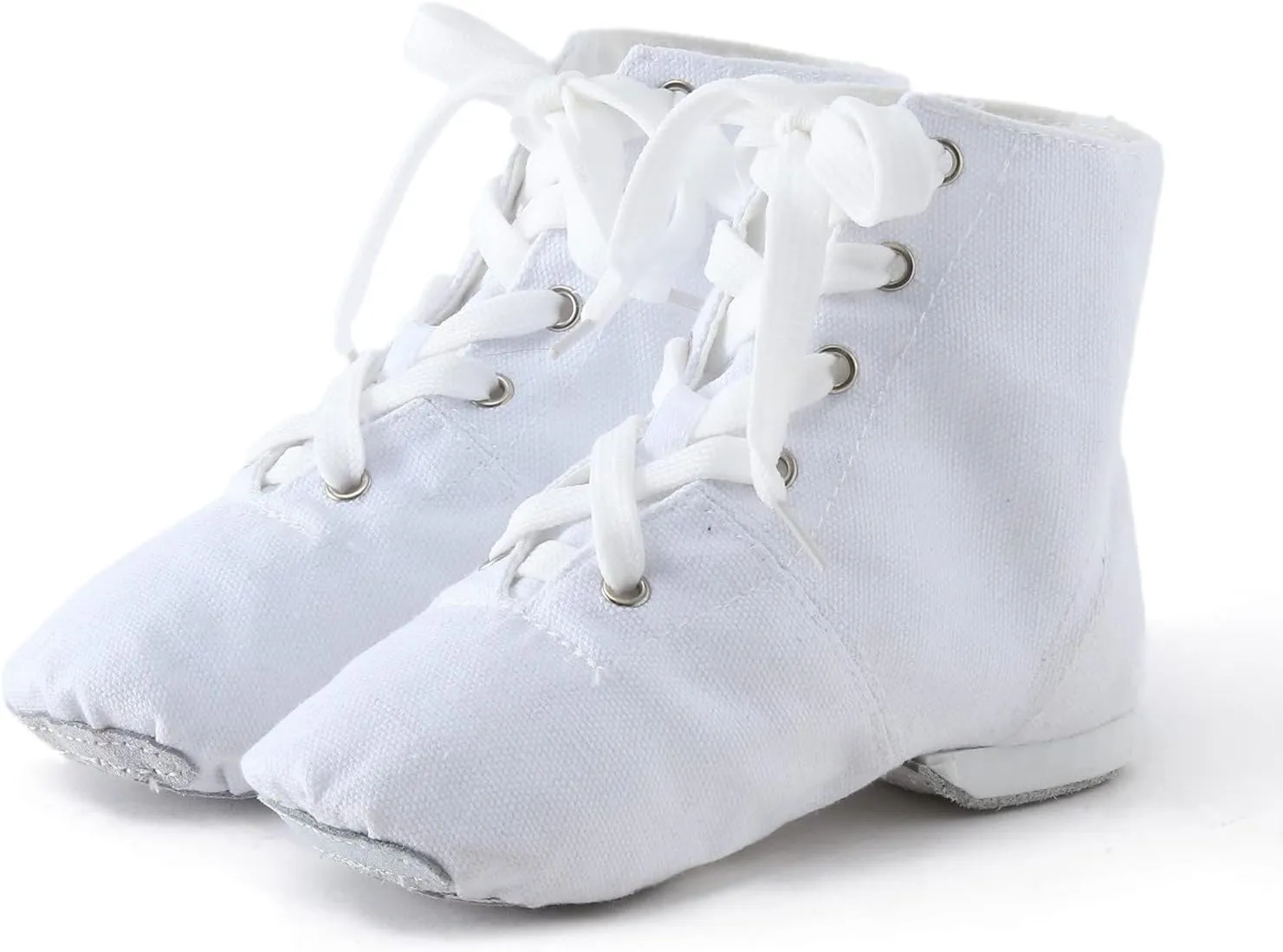 Canvas Jazz Boots for Girls Ankle Boots Lace-up Dancing Sneakers for Boys Split-Sole Dance Shoes Ballet Performance