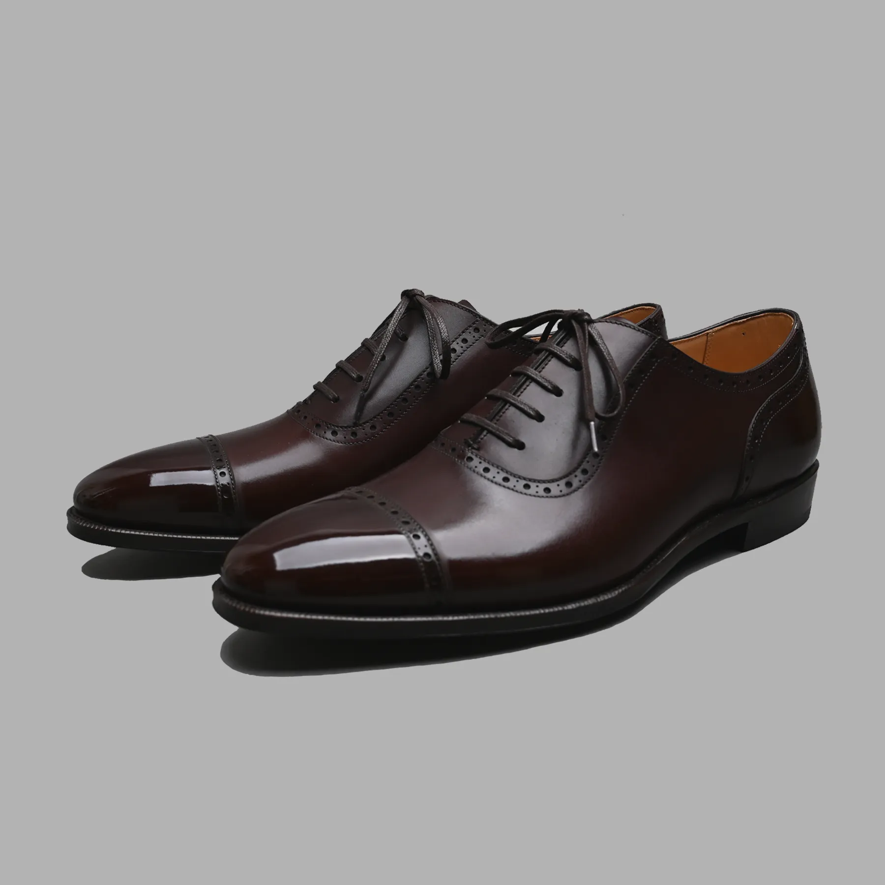 Erskine Hand Grade Adelaide Cap Toe Oxford in Dark Brown Vocalou Calf Leather
