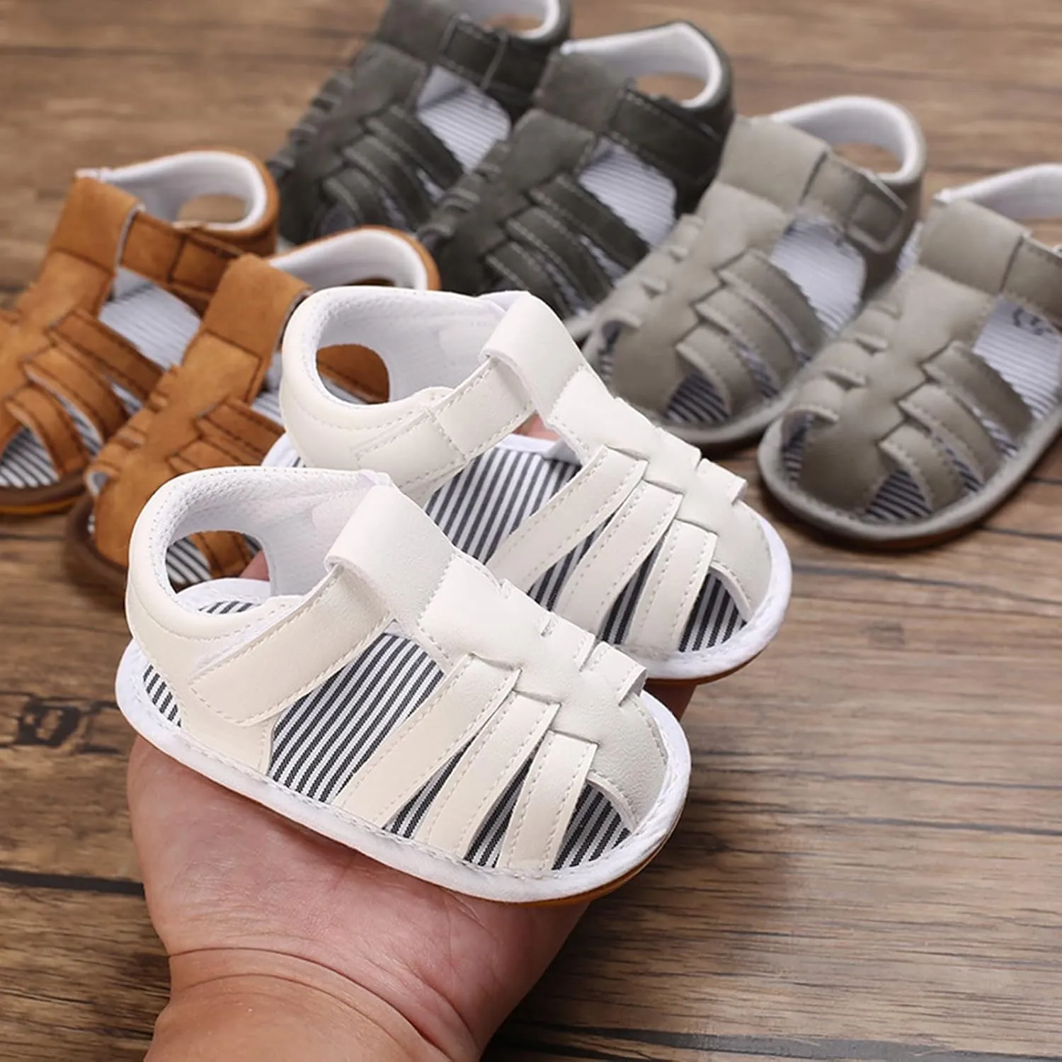 Infants Toddler First Walking Sandals Baby Boys Girls Closed Toe Anti Slip Lightweight Breathable Outdoor Sneakers