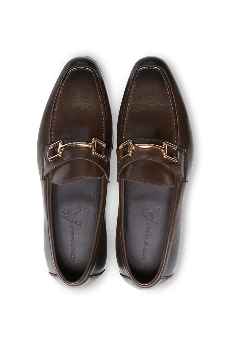 Jamie Horsebit Leather Loafer in Dark Brown