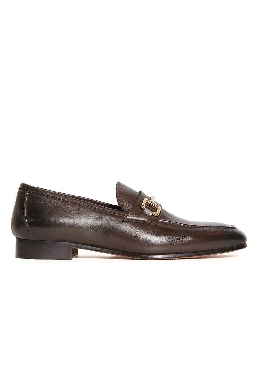 Jamie Horsebit Leather Loafer in Dark Brown