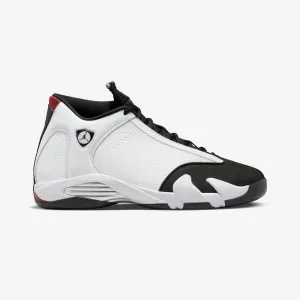 JORDAN | AIR JORDAN 14 RETRO "BLACK TOE" { WHITE/VARSITY RED-BLACK-METALLIC SILVER