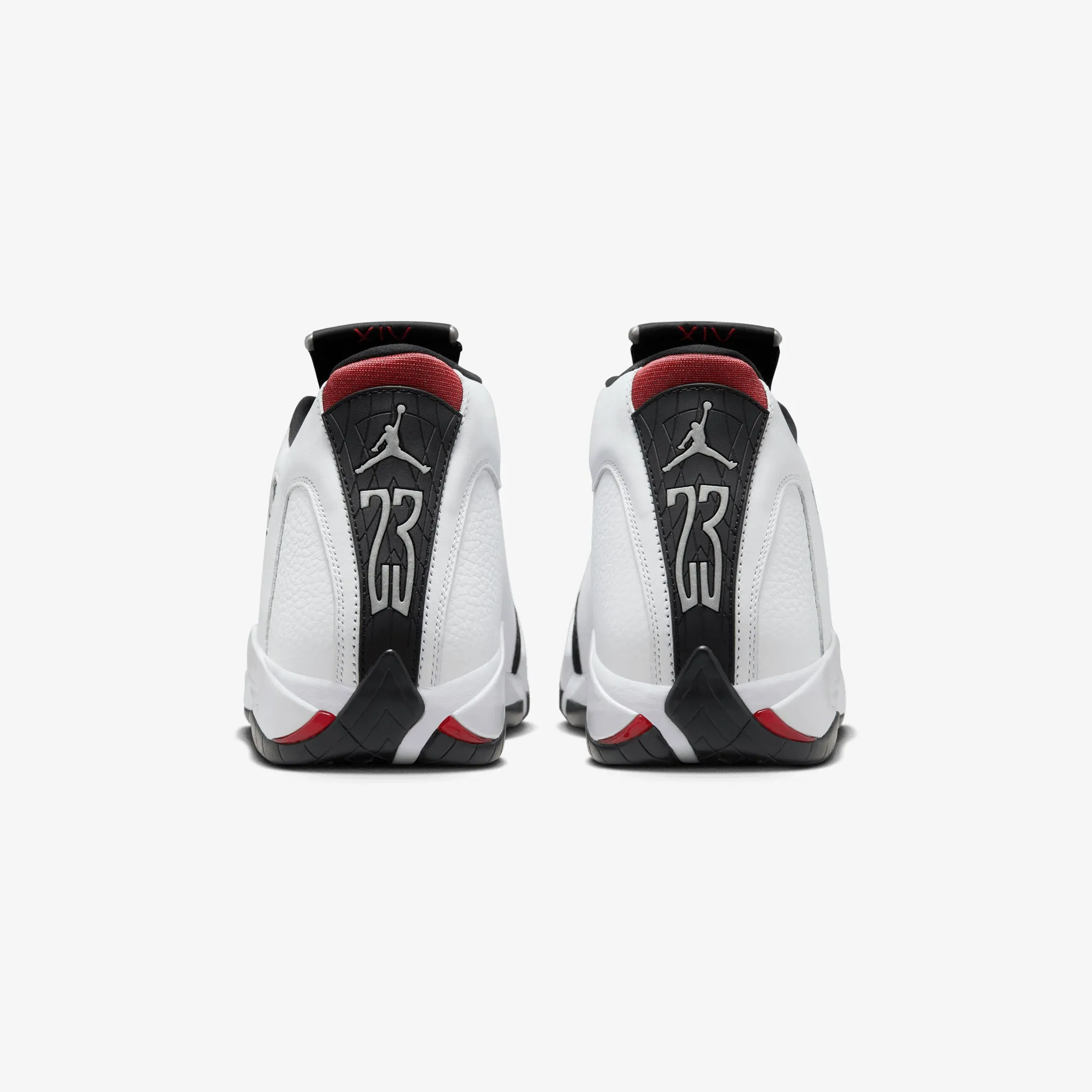 JORDAN | AIR JORDAN 14 RETRO "BLACK TOE" { WHITE/VARSITY RED-BLACK-METALLIC SILVER