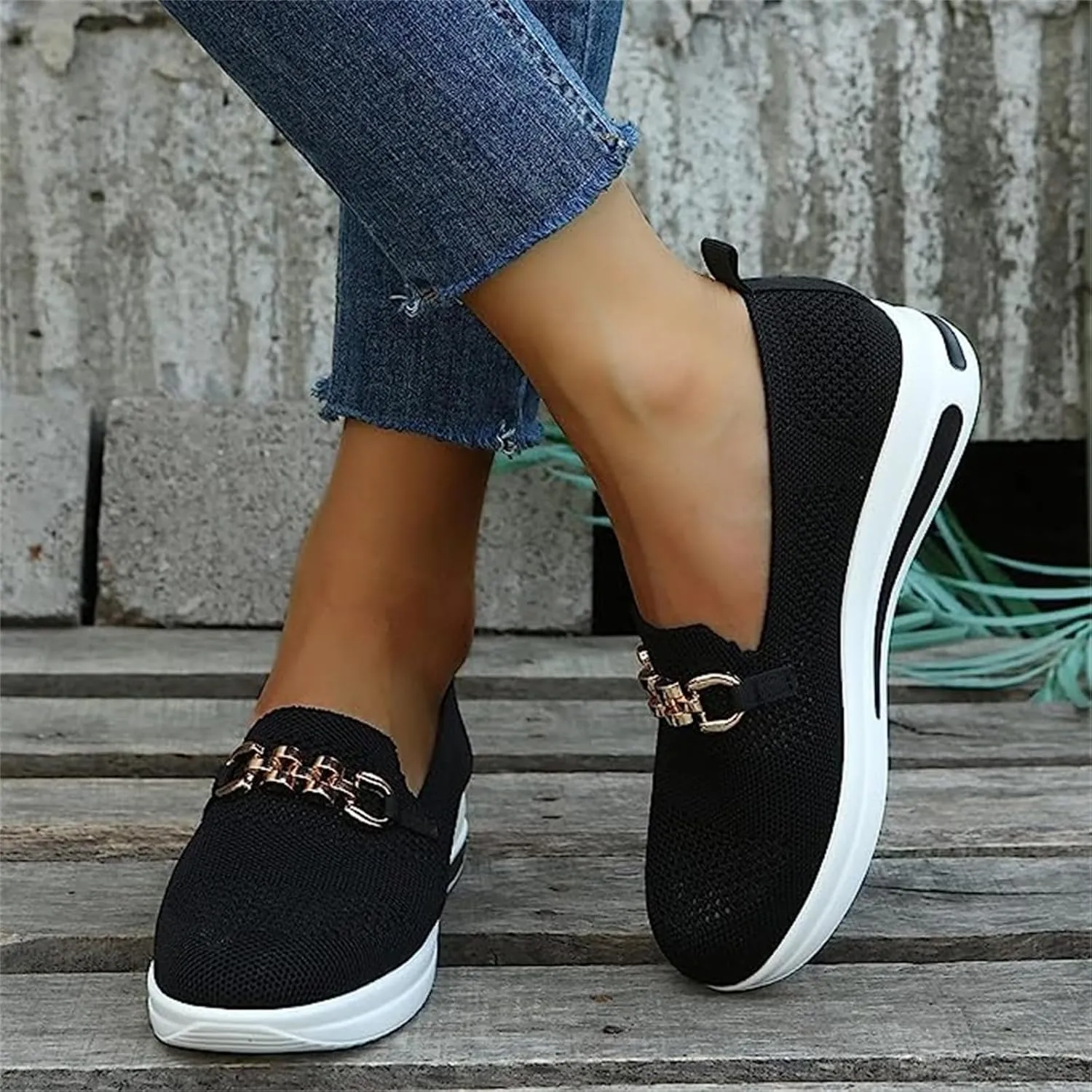 Ladmiple Walking Shoes Women Slip On Lightweight Casual Sneakers Mesh Comfortable Loafers Slip Resistant Soft Work Shoes