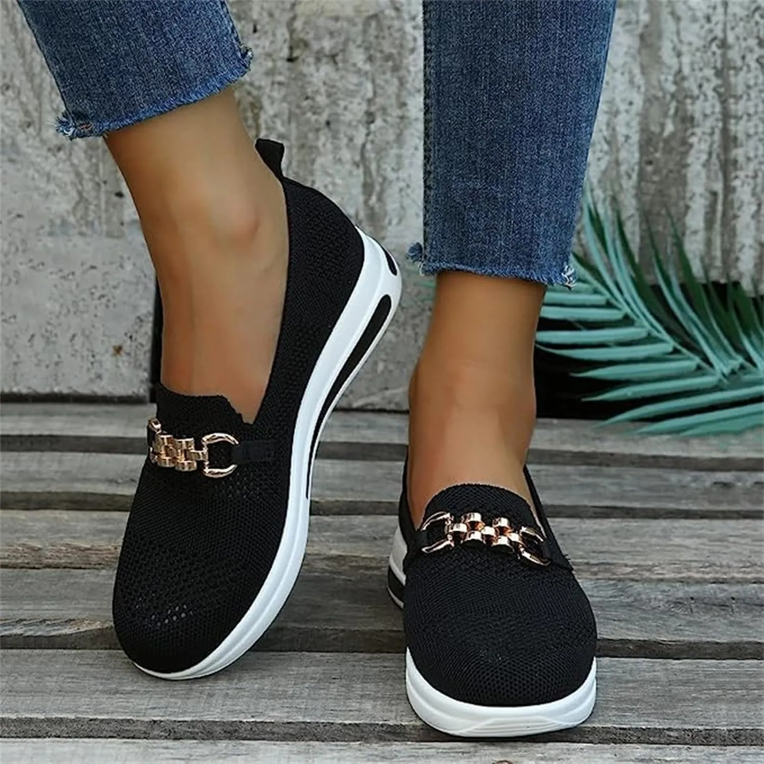 Ladmiple Walking Shoes Women Slip On Lightweight Casual Sneakers Mesh Comfortable Loafers Slip Resistant Soft Work Shoes