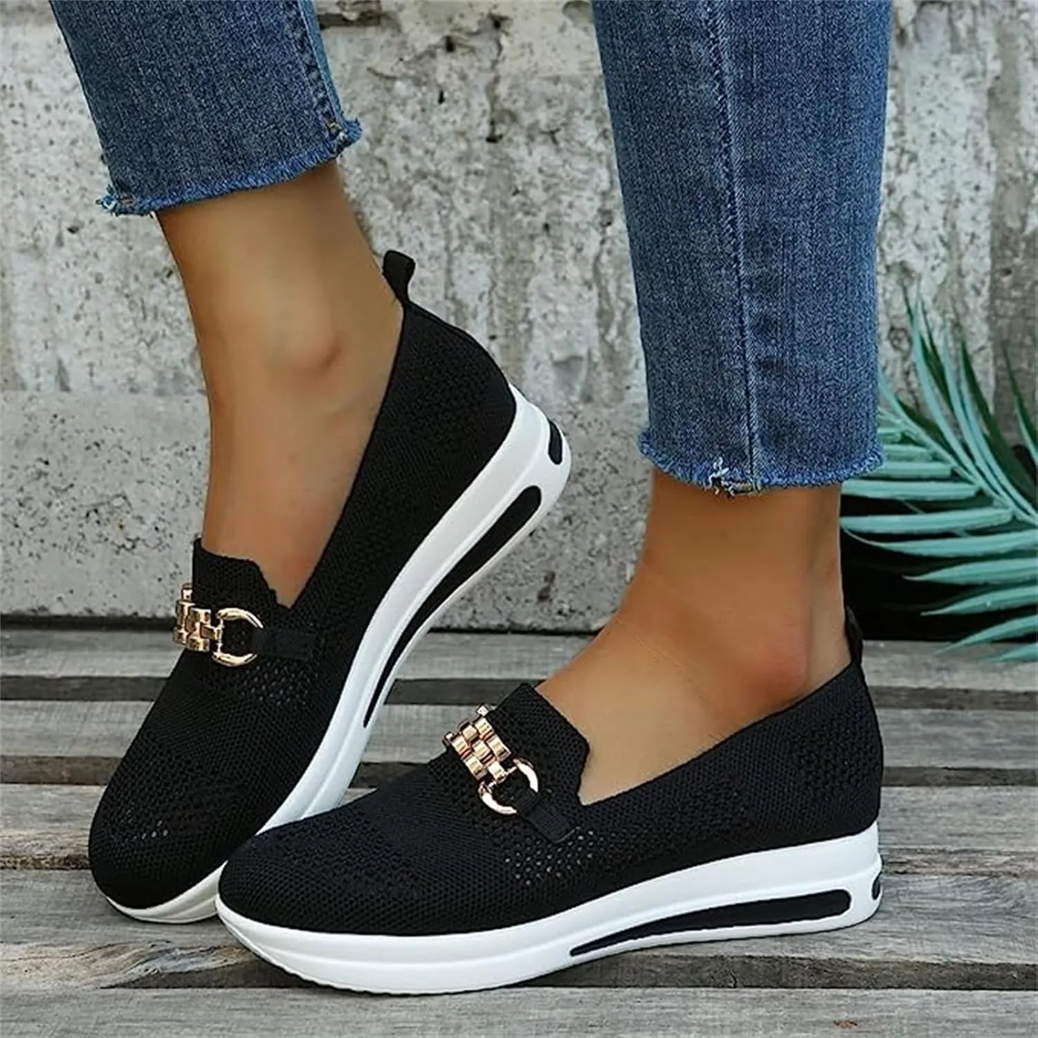 Ladmiple Walking Shoes Women Slip On Lightweight Casual Sneakers Mesh Comfortable Loafers Slip Resistant Soft Work Shoes