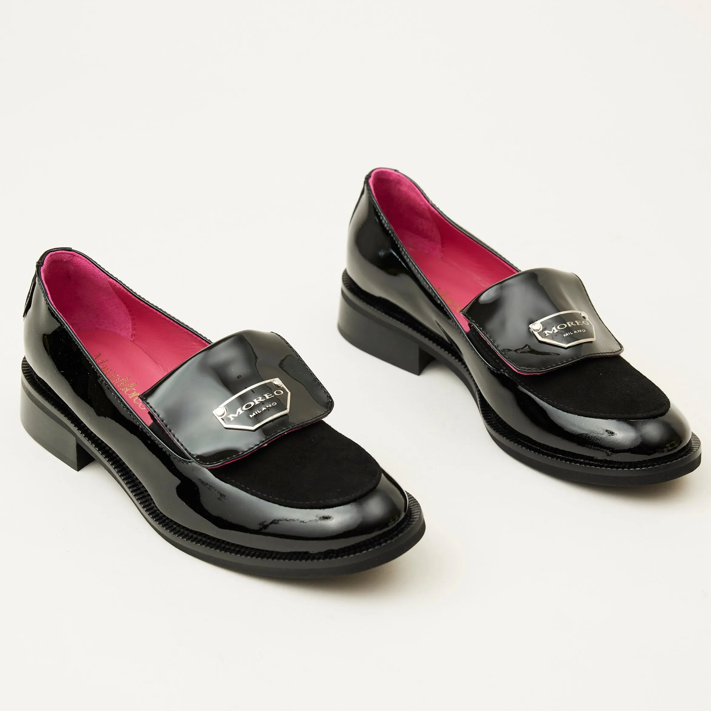 Marco Moreo Black Suede and Patent Loafers