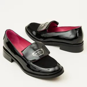 Marco Moreo Black Suede and Patent Loafers