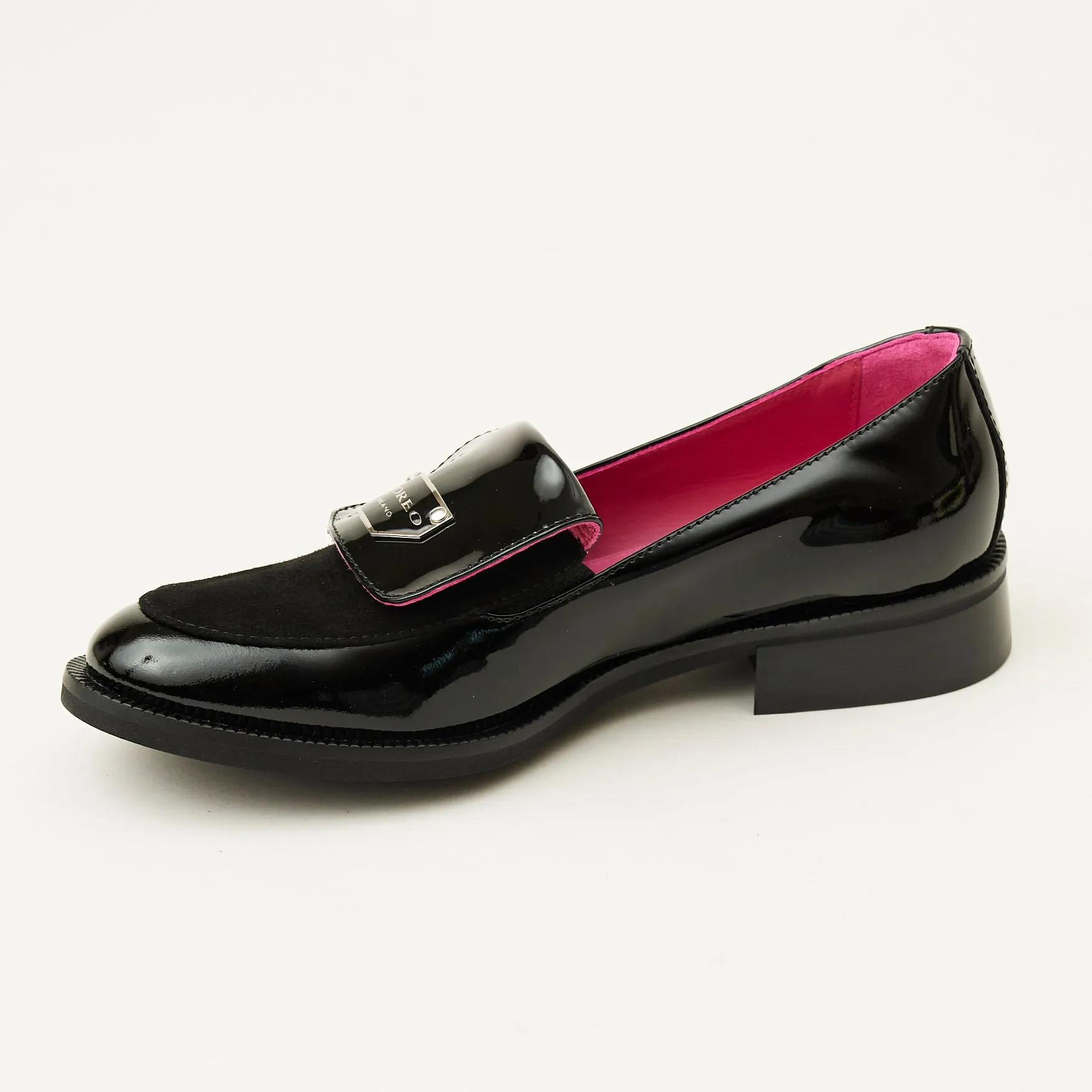 Marco Moreo Black Suede and Patent Loafers