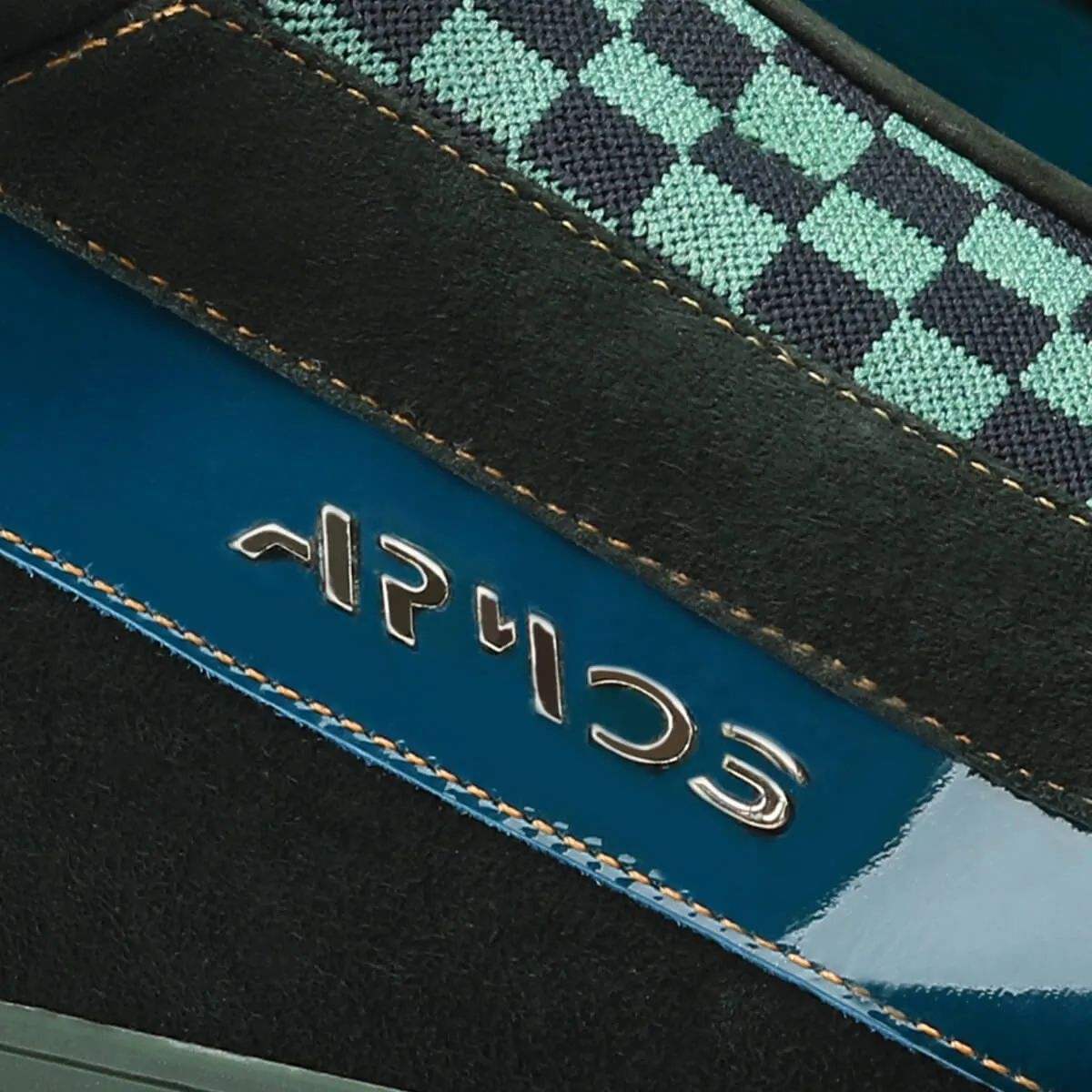 Men's Green Chess Pattern Leather Sneaker