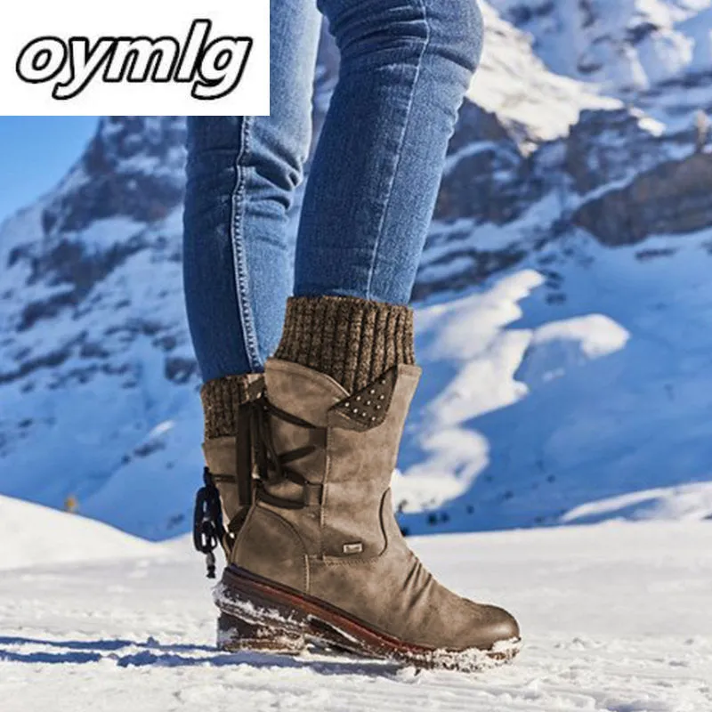 Mid-Calf Suede Winter Snow Boots