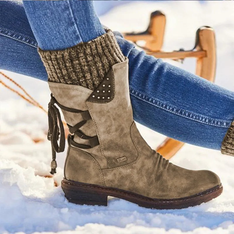 Mid-Calf Suede Winter Snow Boots