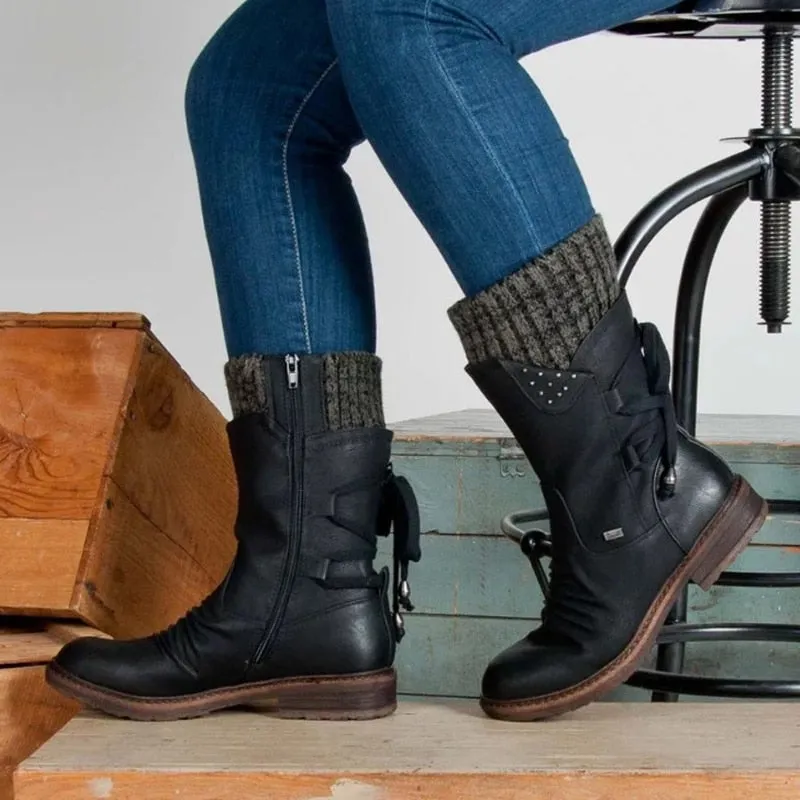 Mid-Calf Suede Winter Snow Boots