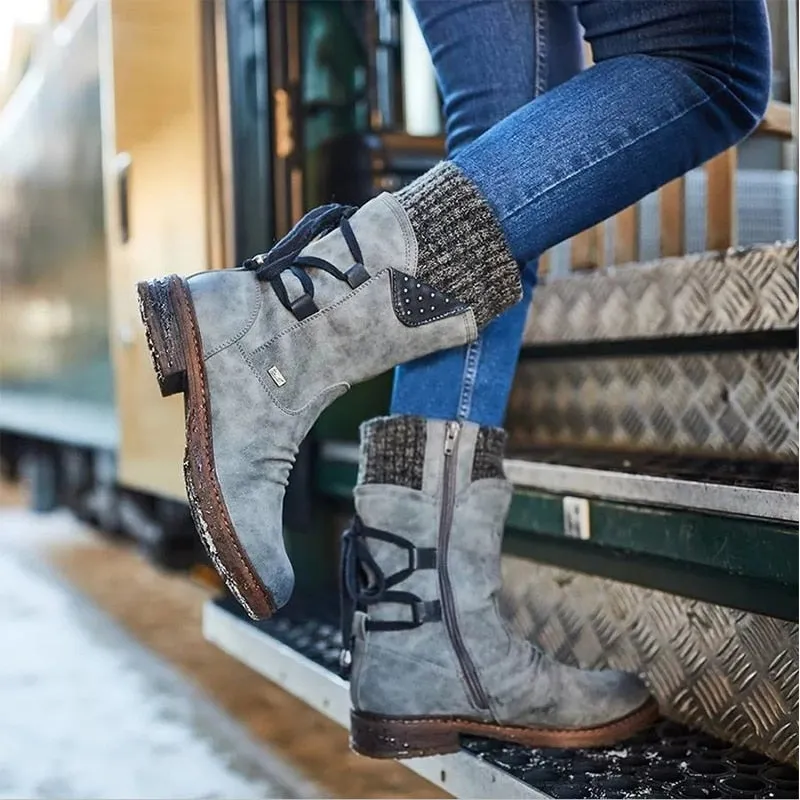 Mid-Calf Suede Winter Snow Boots
