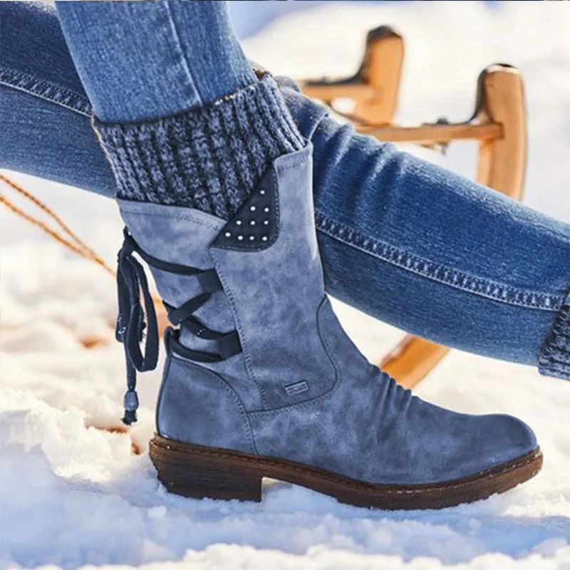 Mid-Calf Suede Winter Snow Boots