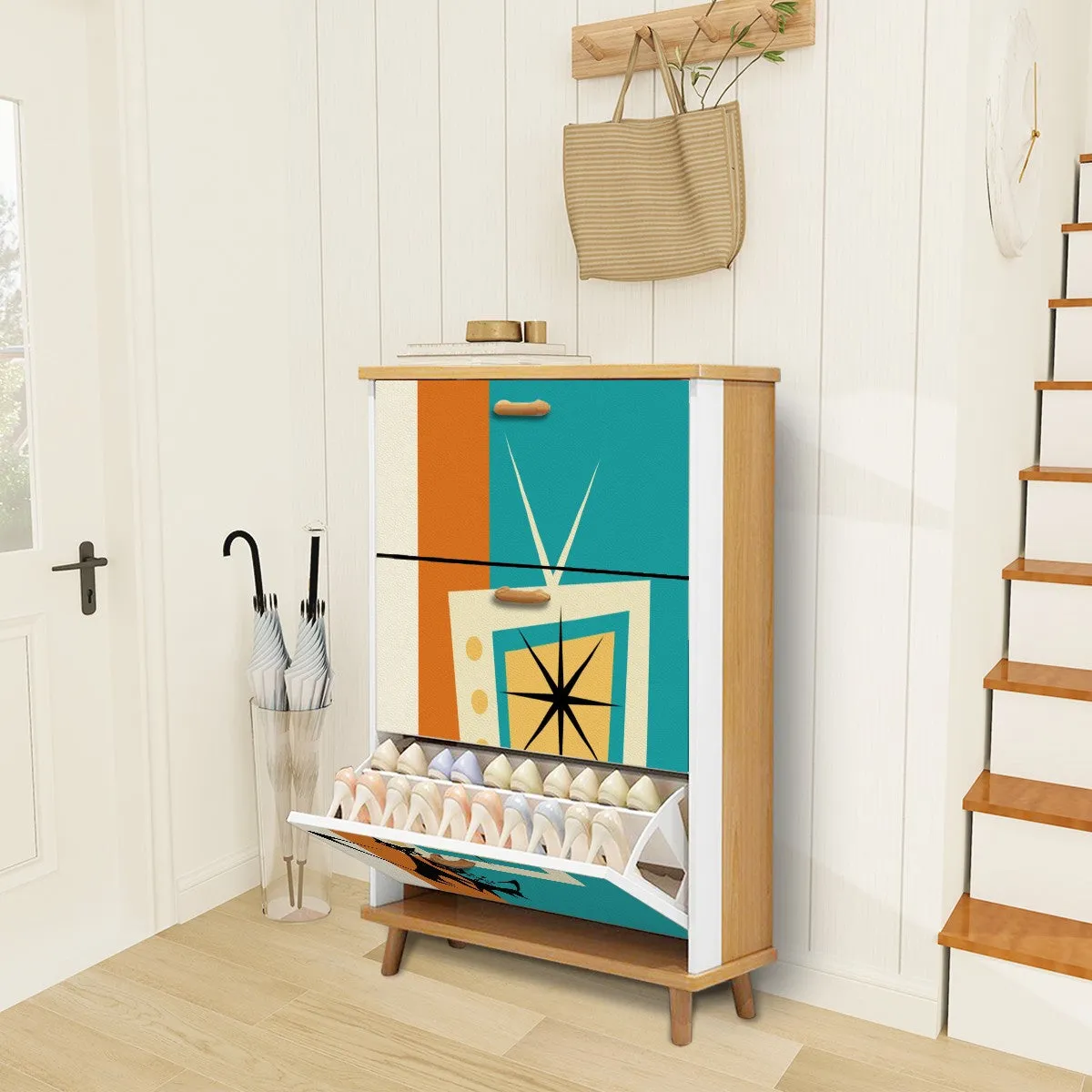Mid Century Modern Retro TV Atomic Cat, Kitschy Shoe Cabinet
