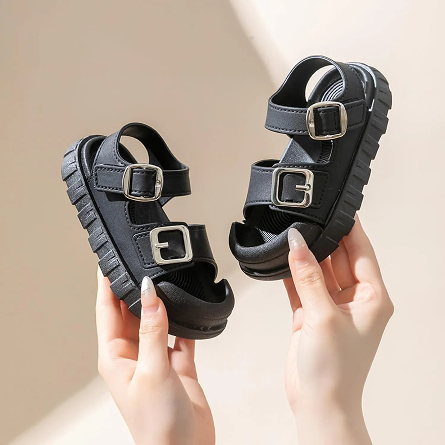 Sandals for Toddler Boys Girls Comfortable Slides Adjustable Strap Non Slip Sandals Casual Beach Slippers for Indoor Outdoor