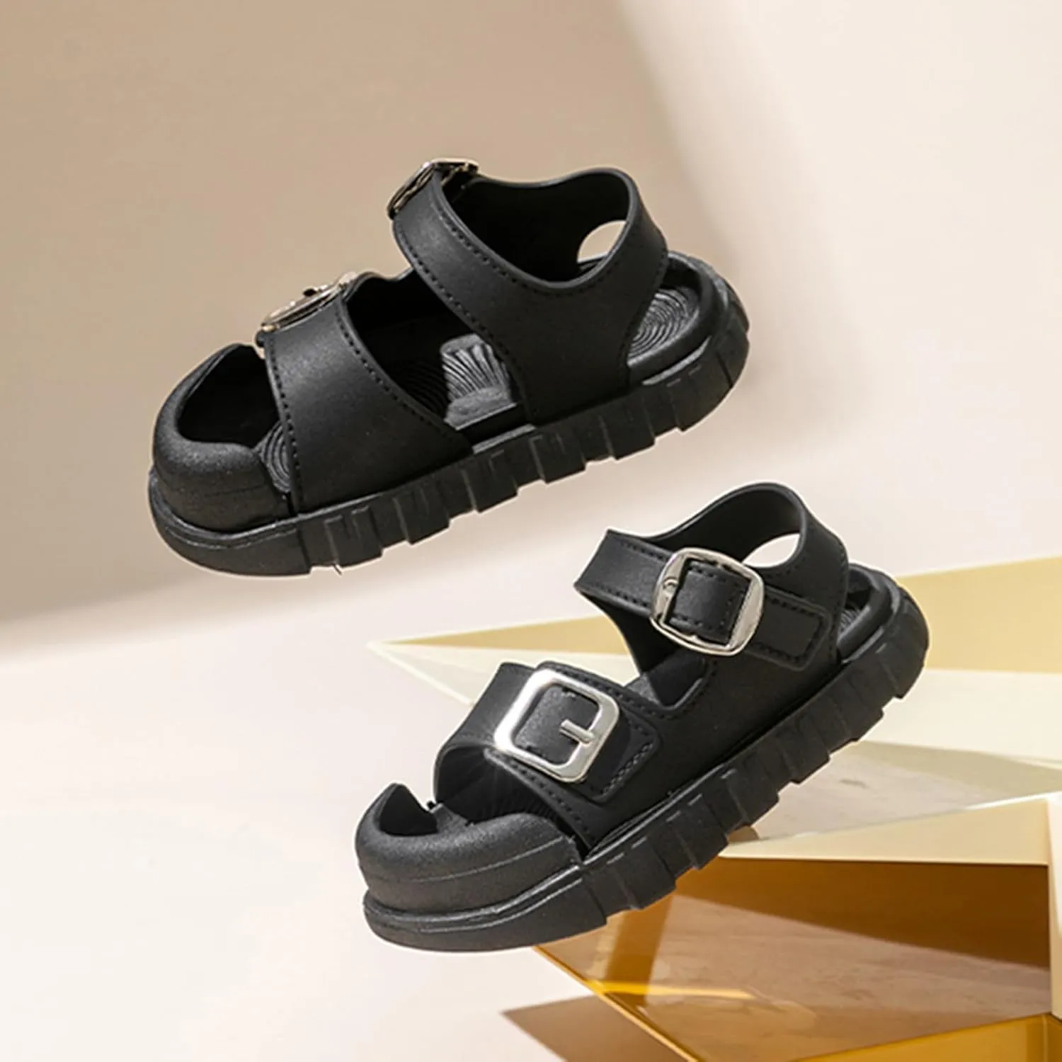 Sandals for Toddler Boys Girls Comfortable Slides Adjustable Strap Non Slip Sandals Casual Beach Slippers for Indoor Outdoor