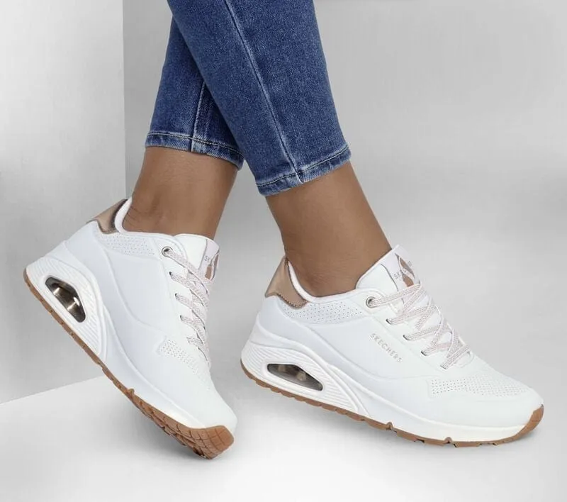 Skechers Women's Uno Shimmer Away Sneakers- White