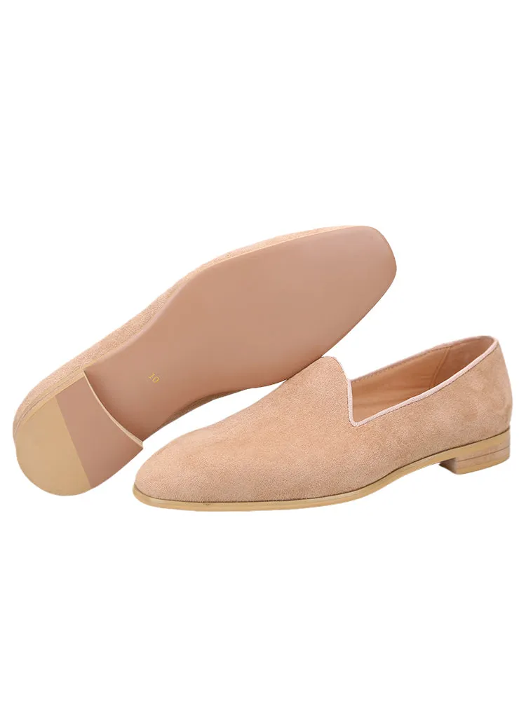 Summer style light khaki suede slip-on men's loafers British casual style suede loafers