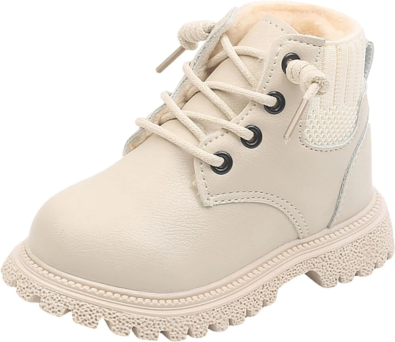 Toddler Winter Shoes Little Boys Girls Fleece Lined Outdoor Snow Shoes Elastic Ankle Boots Lace Up School Shoes
