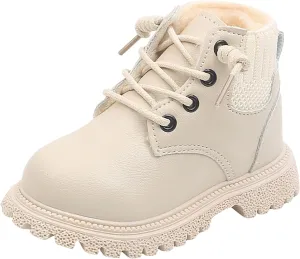 Toddler Winter Shoes Little Boys Girls Fleece Lined Outdoor Snow Shoes Elastic Ankle Boots Lace Up School Shoes