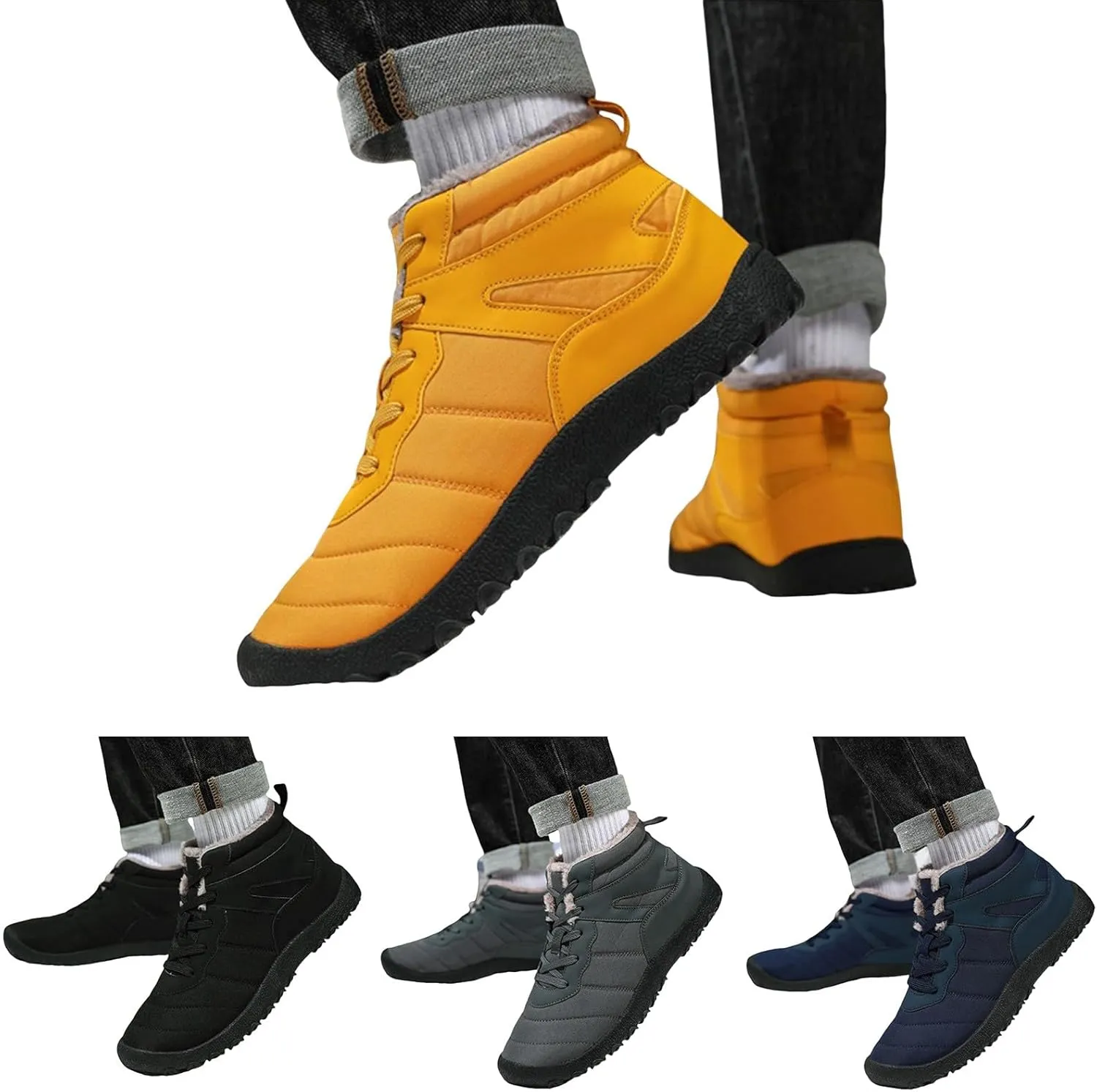 Winter Boots for Women Waterproof Mens Hiking Sneakers Shoes Warm Boots Slip On Barefoot Shoes Grounded Footwear Knee High Botas Women Men Winter Booties