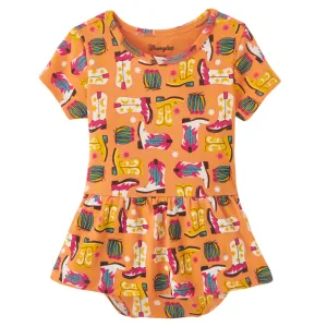 Wrangler® Baby Girl Orange With Cowboy Boots Onesie 112346598